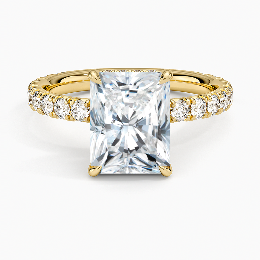 IGI Certified Lab Grown Diamond Engagement Ring Radiant Brilliant Hidden Halo Pavé Solitaire Ring - Image 4