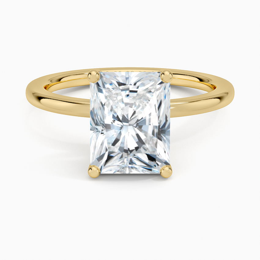 Lab Grown Diamond Engagement Ring Radiant Cut Minimalist Hidden Halo Solitaire Ring - Image 4