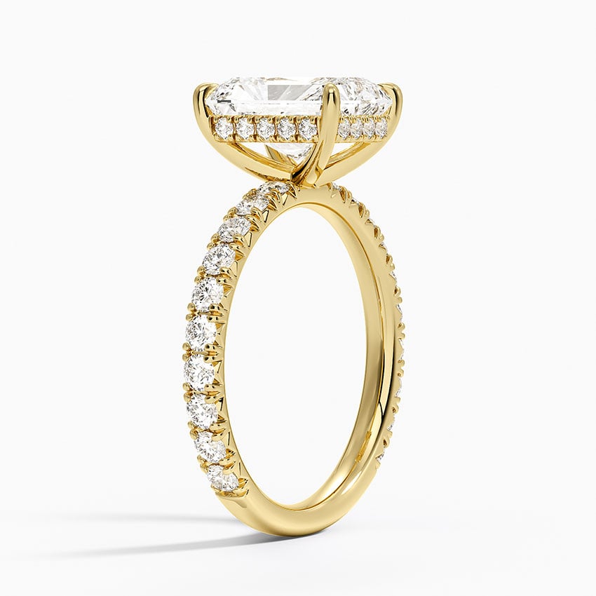 IGI Certified Lab Grown Diamond Engagement Ring Radiant Brilliant Hidden Halo Pavé Solitaire Ring - Image 5