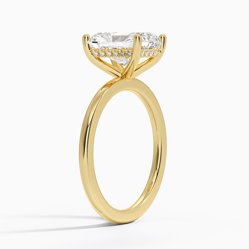 Lab Grown Diamond Engagement Ring Radiant Cut Minimalist Hidden Halo Solitaire Ring - Image 5