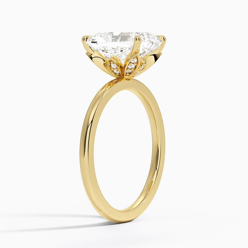 IGI Certified Lab Grown Diamond Engagement Ring Radiant Cut Solitaire with Floral Diamond Gallery Ring for Women - Image 5