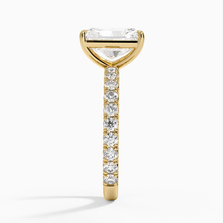 Lab Grown Diamond Engagement Ring Classic Radiant Solitaire Ring with Pavé Band - Image 6