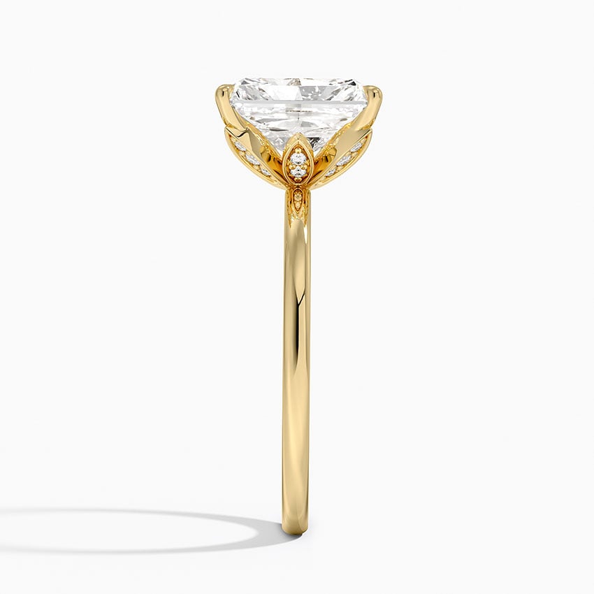 IGI Certified Lab Grown Diamond Engagement Ring Radiant Cut Solitaire with Floral Diamond Gallery Ring for Women - Image 6