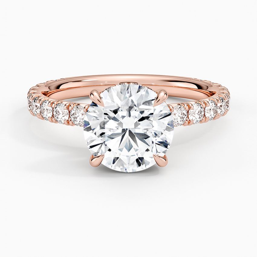 IGI Certified Lab Grown Diamond Engagement Ring Round Brilliant Hidden Halo Pavé Solitaire Ring - Image 7