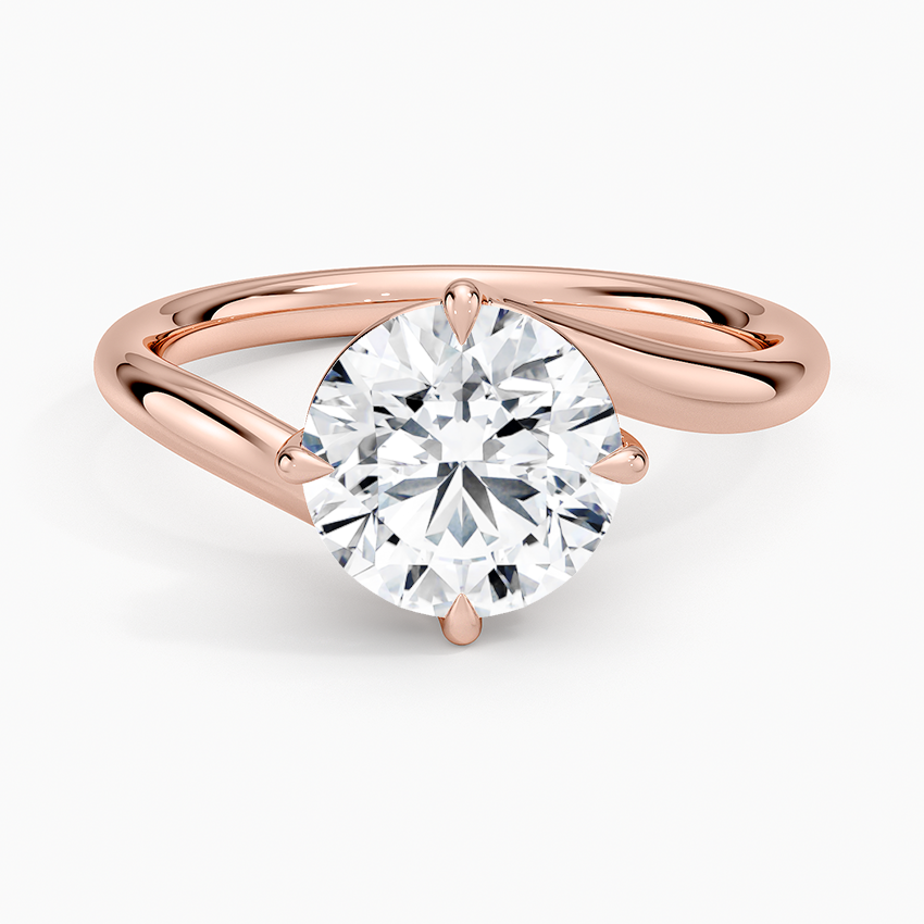 Lab Grown Diamond Engagement Ring Round Brilliant Twist Bypass Solitaire Ring - Image 7