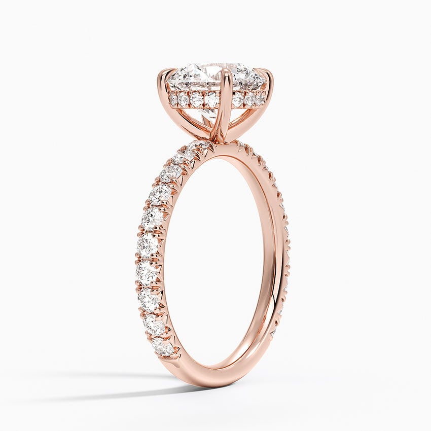 IGI Certified Lab Grown Diamond Engagement Ring Round Brilliant Hidden Halo Pavé Solitaire Ring - Image 8