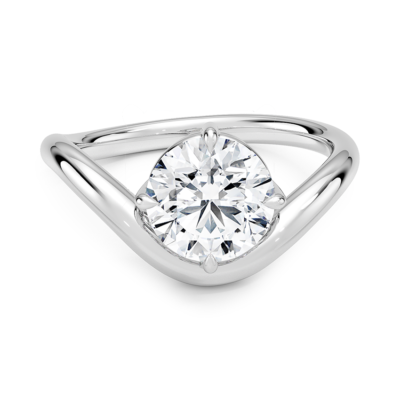 IGI Certified Lab Grown Diamond Engagement Ring Round Brilliant Modern Bypass Solitaire Ring
