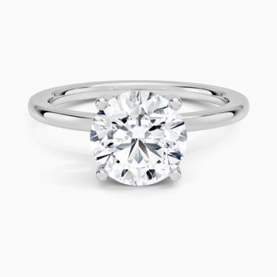 IGI Certified Lab Grown Diamond Engagement Ring Round Cut Minimalist Hidden Halo Solitaire Ring