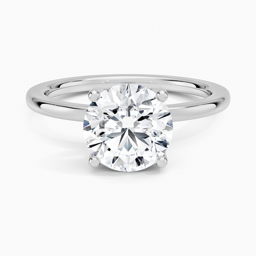 IGI Certified Lab Grown Diamond Engagement Ring Round Cut Hidden Halo Solitaire Ring With White Prong