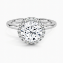  Lab Grown Diamond Engagement Ring Round Cut with Hidden Halo and Cathedral Pavé V-Gallery Ring for Women
