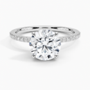  Lab Grown Diamond Engagement Ring Round Cut Solitaire Pavé with Floral Diamond Gallery Ring for Women