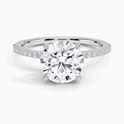 IGI Certified Lab Grown Diamond Engagement Ring Round Cut Solitaire Ring with Floral Petal Basket Ring for Women