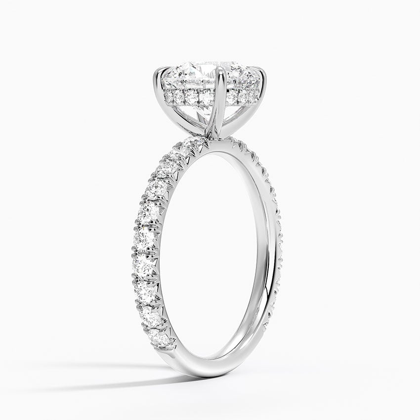 IGI Certified Lab Grown Diamond Engagement Ring Round Brilliant Hidden Halo Pavé Solitaire Ring - Image 2
