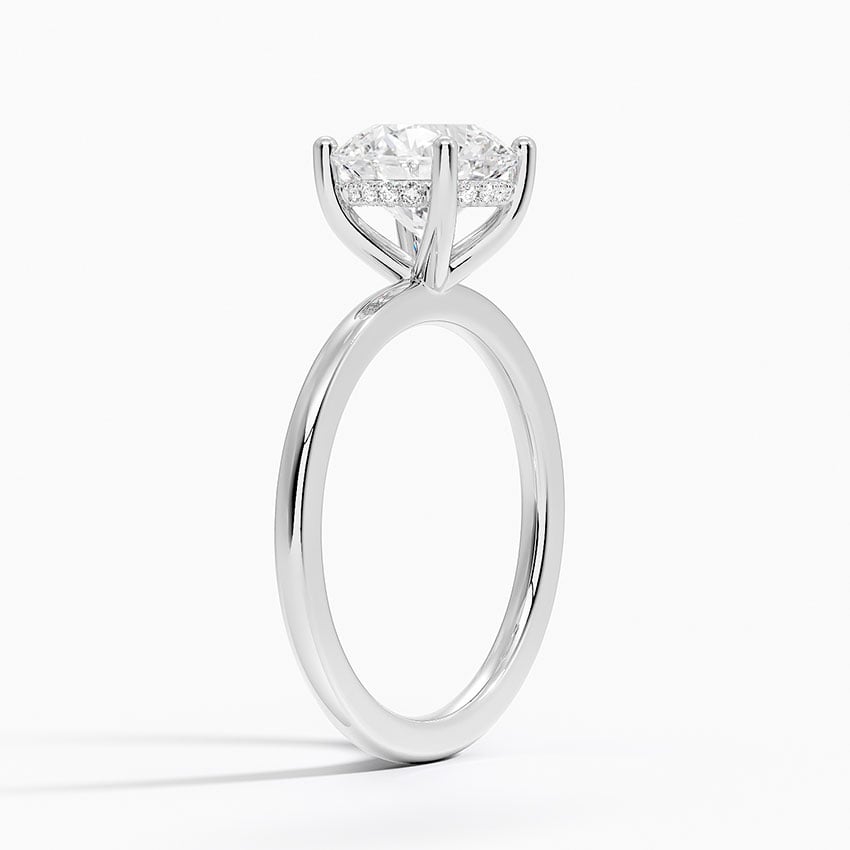 IGI Certified Lab Grown Diamond Engagement Ring Round Cut Hidden Halo Solitaire Ring With White Prong - Image 2