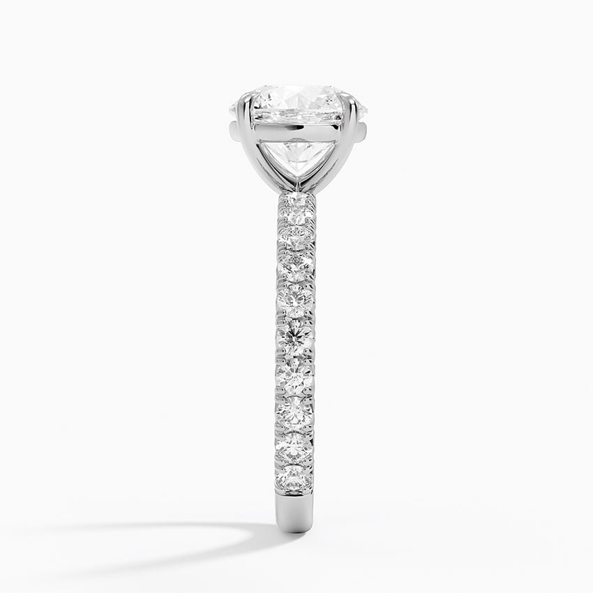 Lab Grown Diamond Engagement Ring Classic Round Solitaire Ring with Pavé Band - Image 3