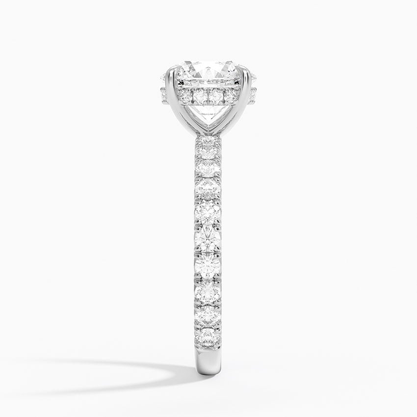 IGI Certified Lab Grown Diamond Engagement Ring Round Brilliant Hidden Halo Pavé Solitaire Ring - Image 3