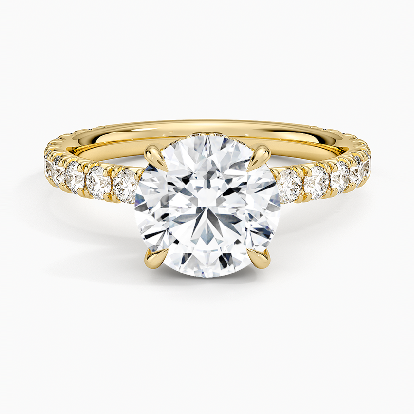 IGI Certified Lab Grown Diamond Engagement Ring Round Brilliant Hidden Halo Pavé Solitaire Ring - Image 4