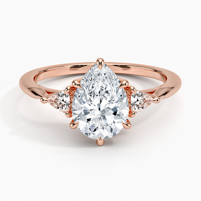 IGI Certified Lab Grown Diamond Engagement Ring Pear Brilliant With Trillion Side Stone Ring - Image 7