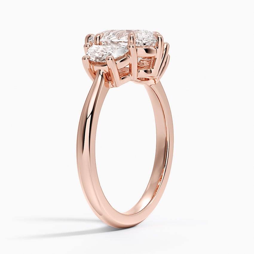 IGI Certified Lab Grown Diamond Engagement Ring Pear Brilliant Three Stone Ring with Half-Moon Side Diamonds - Image 8