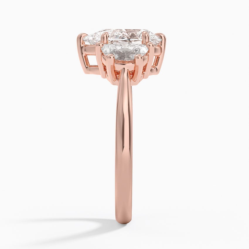 IGI Certified Lab Grown Diamond Engagement Ring Pear Brilliant Three Stone Ring with Half-Moon Side Diamonds - Image 9