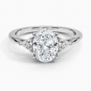 IGI Certified Lab Grown Diamond Engagement Ring Oval Brilliant With Trillion Side Stone Ring
