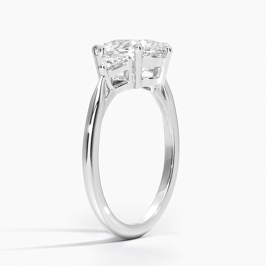 IGI Certified Lab Grown Diamond Engagement Ring Pear Brilliant With Trillion Side Stone Ring - Image 2