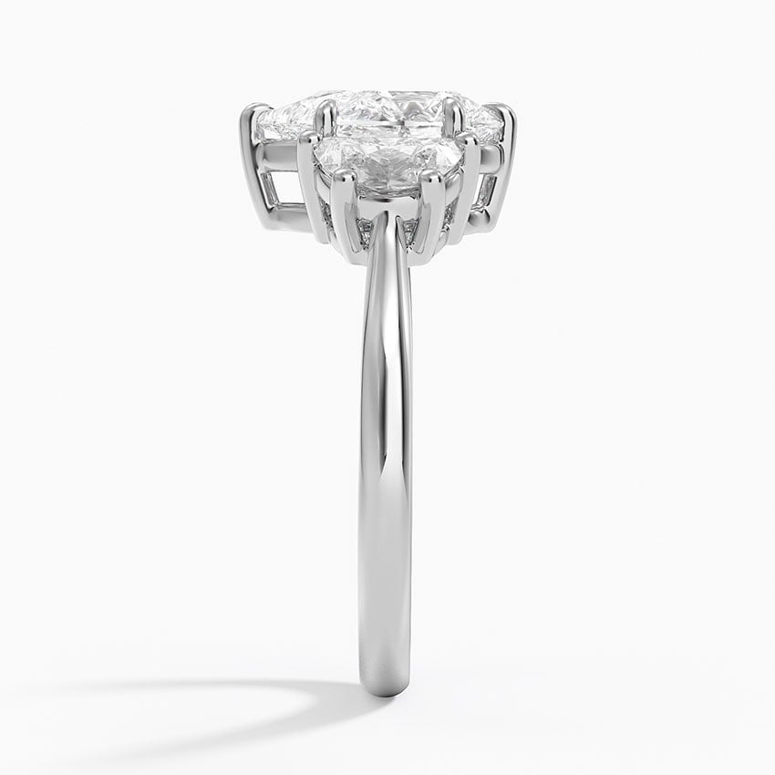 IGI Certified Lab Grown Diamond Engagement Ring Pear Brilliant Three Stone Ring with Half-Moon Side Diamonds - Image 3