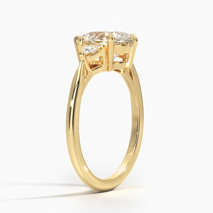 IGI Certified Lab Grown Diamond Engagement Ring Pear Brilliant With Trillion Side Stone Ring - Image 5