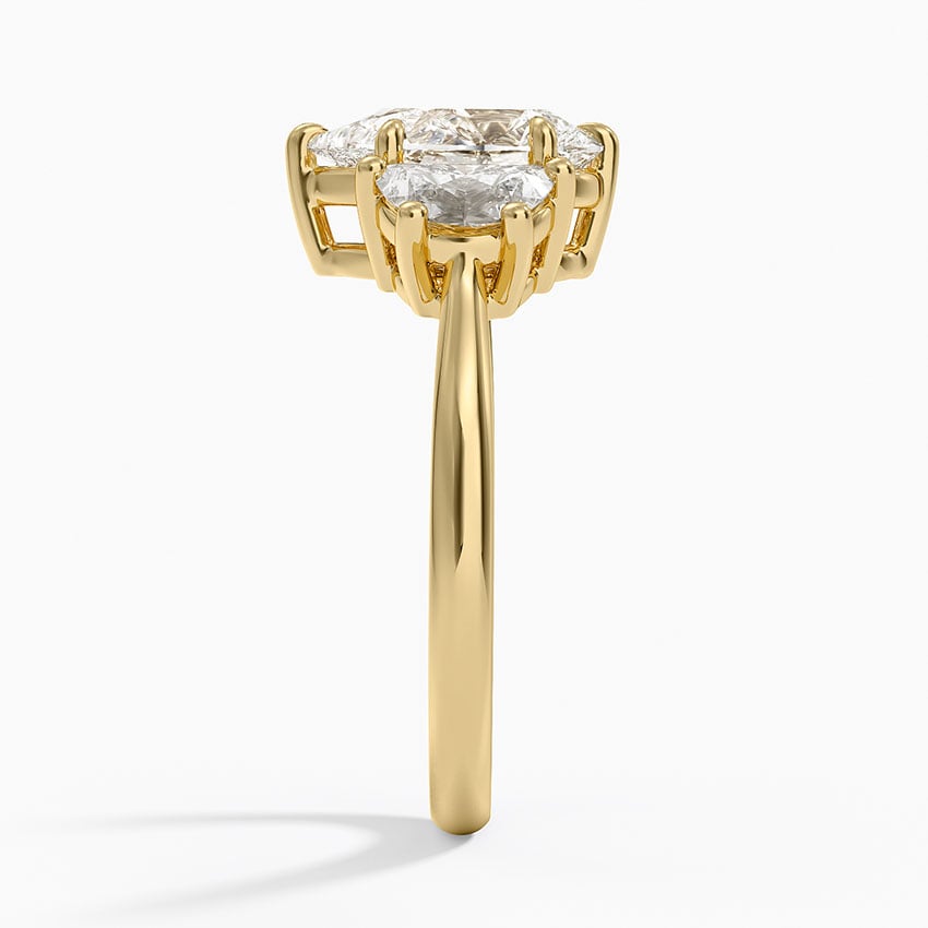 IGI Certified Lab Grown Diamond Engagement Ring Pear Brilliant Three Stone Ring with Half-Moon Side Diamonds - Image 6