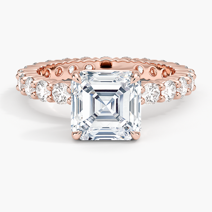 IGI Certified Lab Grown Diamond Engagement Ring Asscher Brilliant Full Eternity Pavé Ring - Image 7