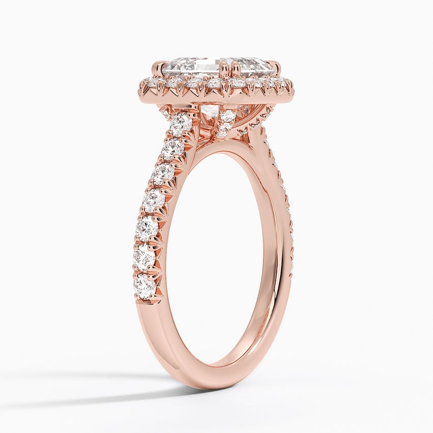 IGI Certified Lab Grown Diamond Engagement Ring Asscher Brilliant Double Halo Hidden Halo Pavé Ring - Image 8