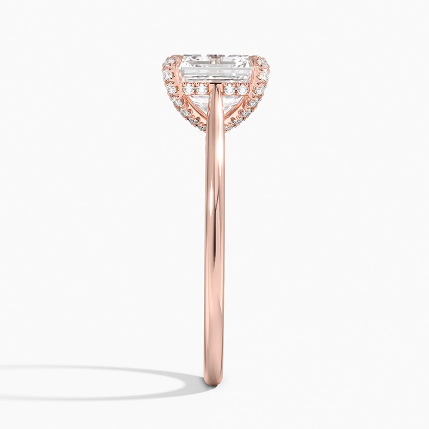 IGI Certified Lab Grown Diamond Engagement Ring Asscher Brilliant Hidden Halo Cathedral Ring with Pavé Prongs - Image 9