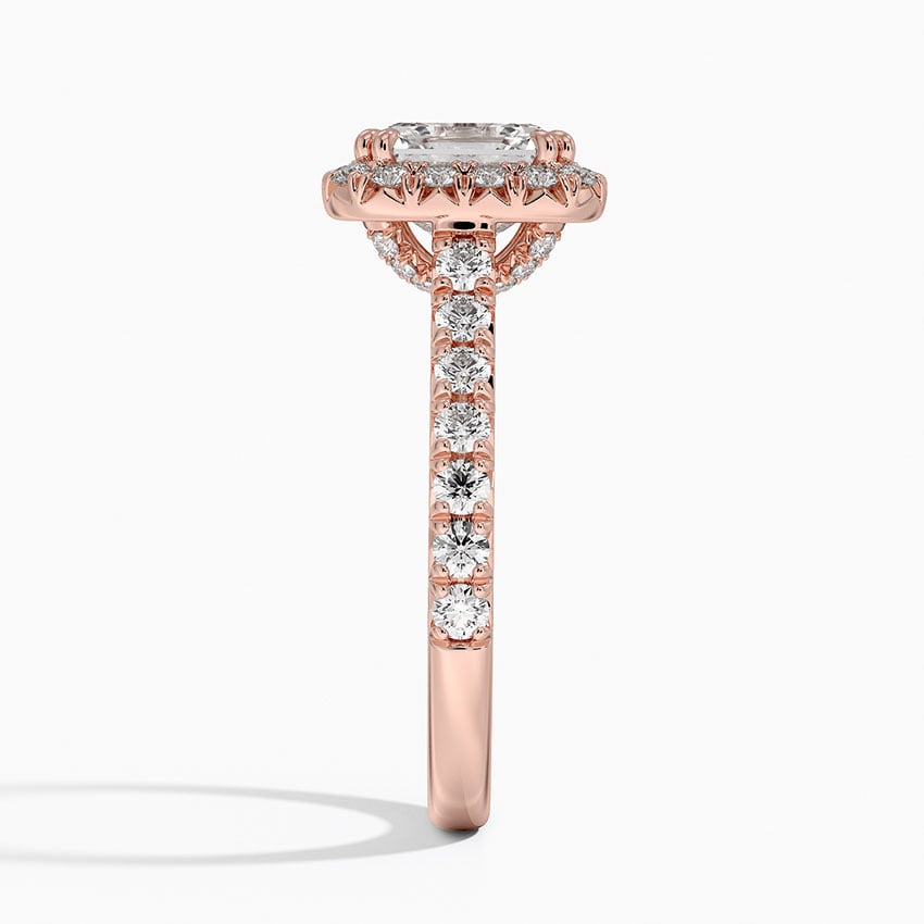 IGI Certified Lab Grown Diamond Engagement Ring Asscher Brilliant Double Halo Hidden Halo Pavé Ring - Image 9