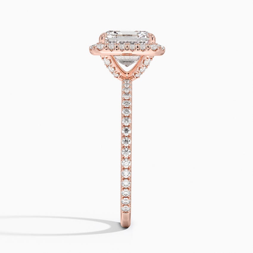 IGI Certified Lab Grown Diamond Engagement Ring Asscher Brilliant Halo With Hidden Halo And Pavé Band Ring - Image 9