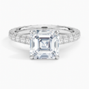 IGI Certified Lab Grown Diamond Engagement Ring Asscher Brilliant French Pavé Ring