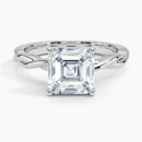 IGI Certified Lab Grown Diamond Engagement Ring Asscher Brilliant Hidden Halo Twisted Shank Solitaire Ring