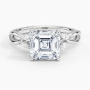 IGI Certified Lab Grown Diamond Engagement Ring Asscher Brilliant Ring With Marquise Accent Diamond Twist Shank