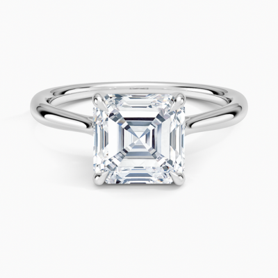 IGI Certified Lab Grown Diamond Engagement Ring Asscher Brilliant Twisted Solitaire Ring