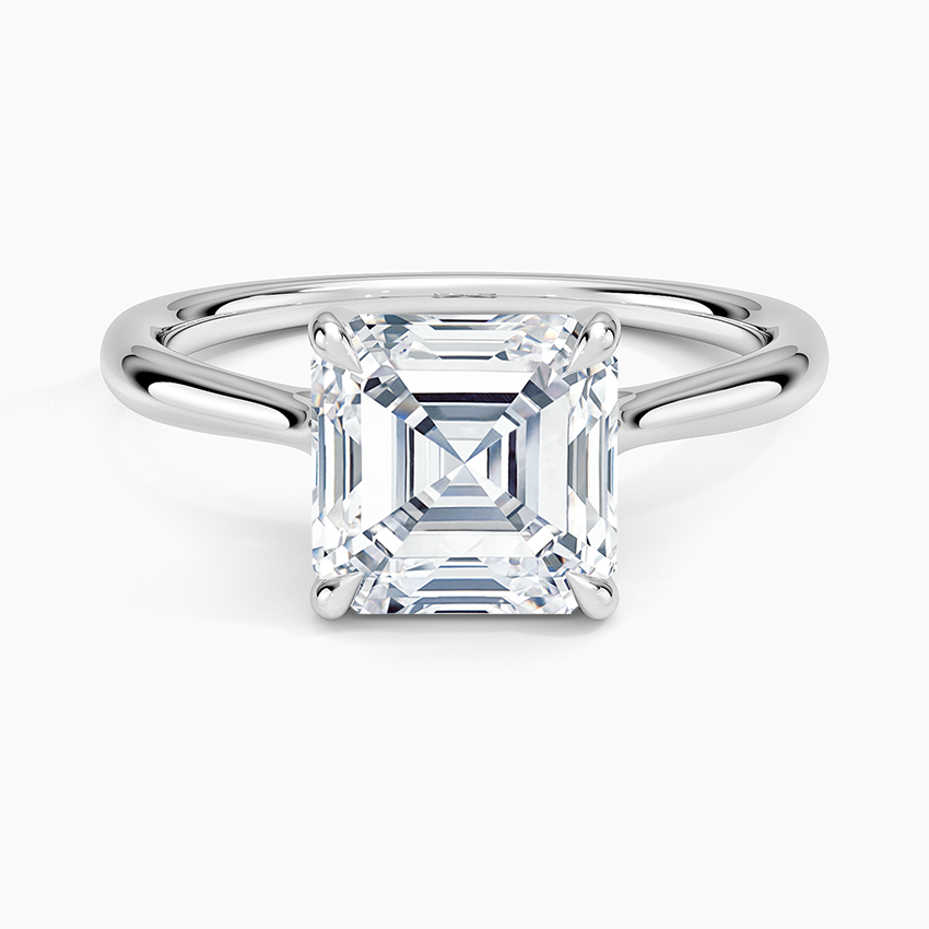 IGI Certified Lab Grown Diamond Engagement Ring Asscher Brilliant Twisted Solitaire Ring
