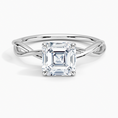 IGI Certified Lab Grown Diamond Engagement Ring Asscher Brilliant Solitaire Ring With Infinity Twist Open Shank