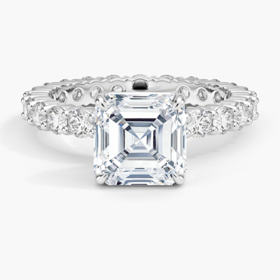 IGI Certified Lab Grown Diamond Engagement Ring Asscher Brilliant Full Eternity Pavé Ring