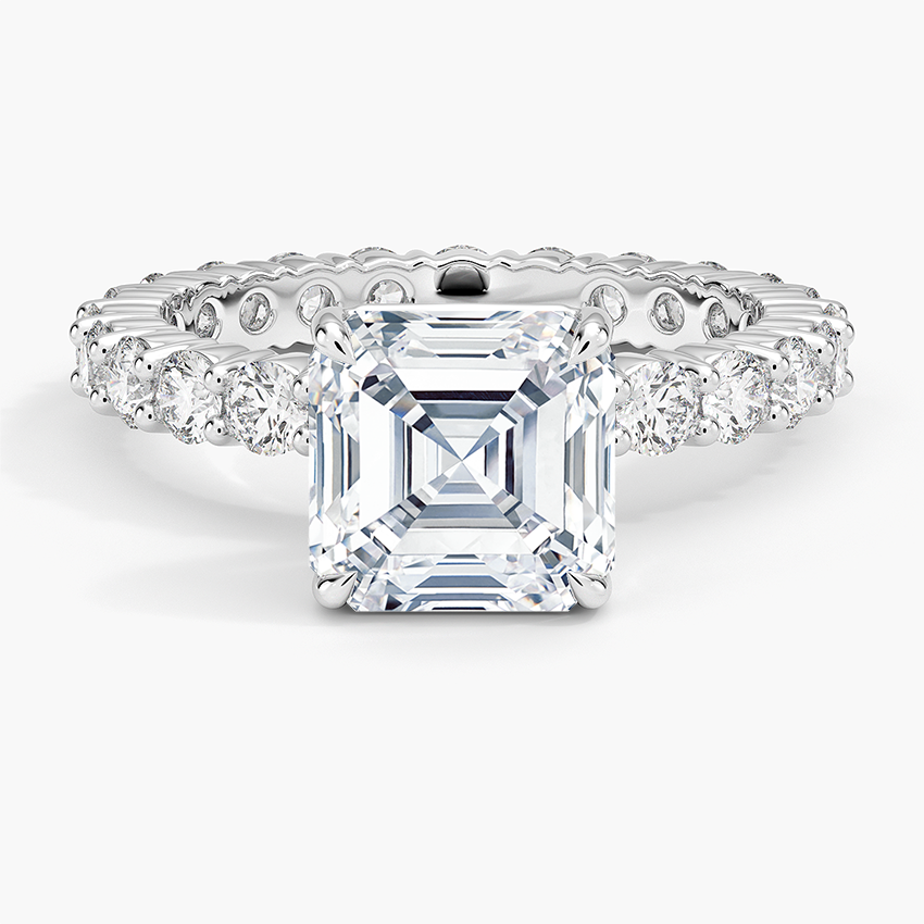 IGI Certified Lab Grown Diamond Engagement Ring Asscher Brilliant Full Eternity Pavé Ring