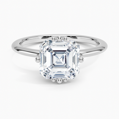 IGI Certified Lab Grown Diamond Engagement Ring Asscher Brilliant Tulip Prong Solitaire Ring