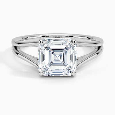 IGI Certified Lab Grown Diamond Engagement Ring Asscher Brilliant Split Shank Solitaire Ring