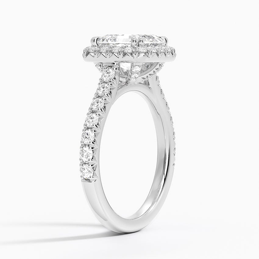 IGI Certified Lab Grown Diamond Engagement Ring Asscher Brilliant Double Halo Hidden Halo Pavé Ring - Image 2