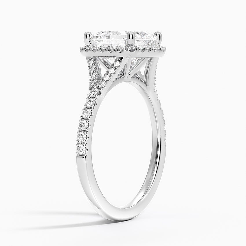 IGI Certified Lab Grown Diamond Engagement Ring Asscher Brilliant Split Shank Halo Ring - Image 2
