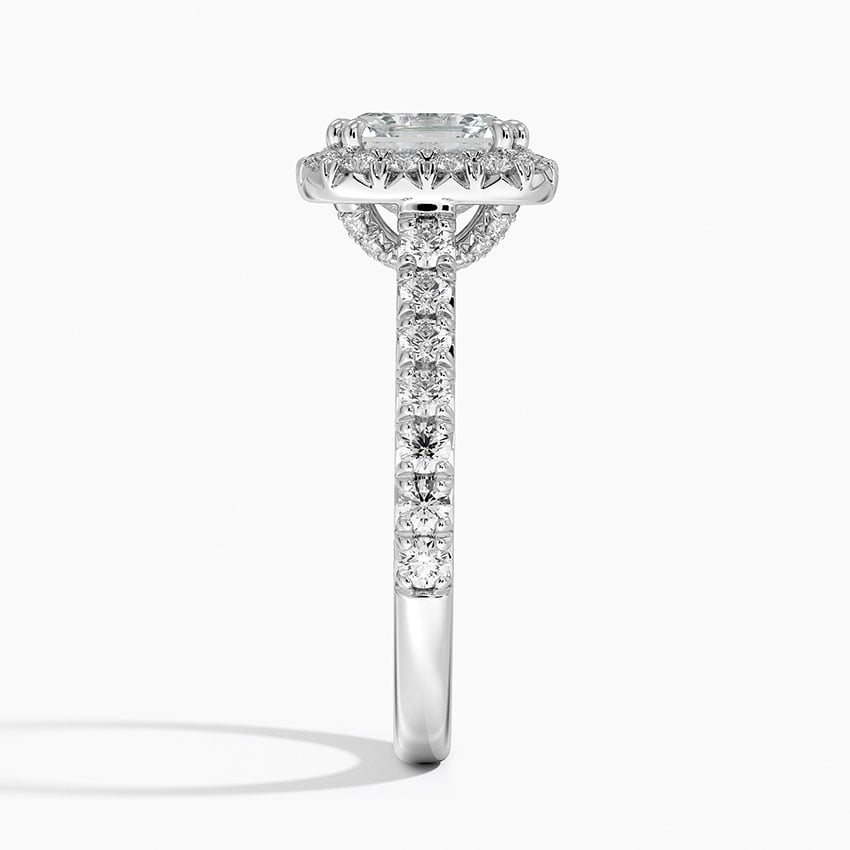 IGI Certified Lab Grown Diamond Engagement Ring Asscher Brilliant Double Halo Hidden Halo Pavé Ring - Image 3