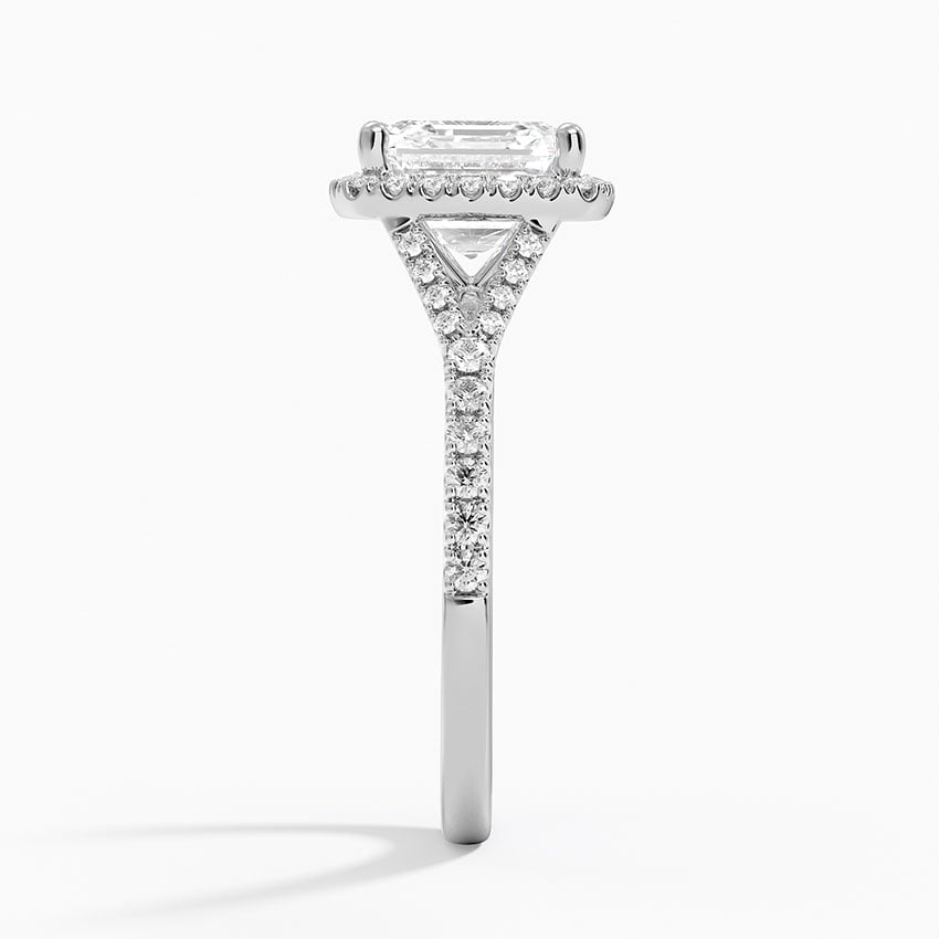 IGI Certified Lab Grown Diamond Engagement Ring Asscher Brilliant Split Shank Halo Ring - Image 3