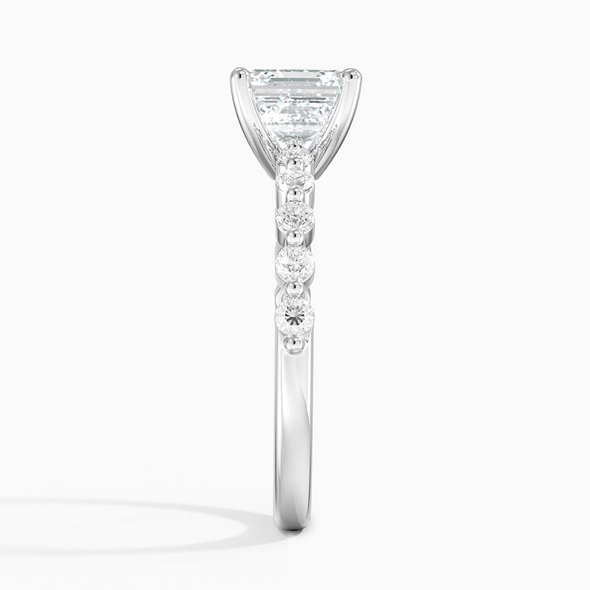 IGI Certified Lab Grown Diamond Engagement Ring Asscher Brilliant Graduated Side Stone Ring - Image 3