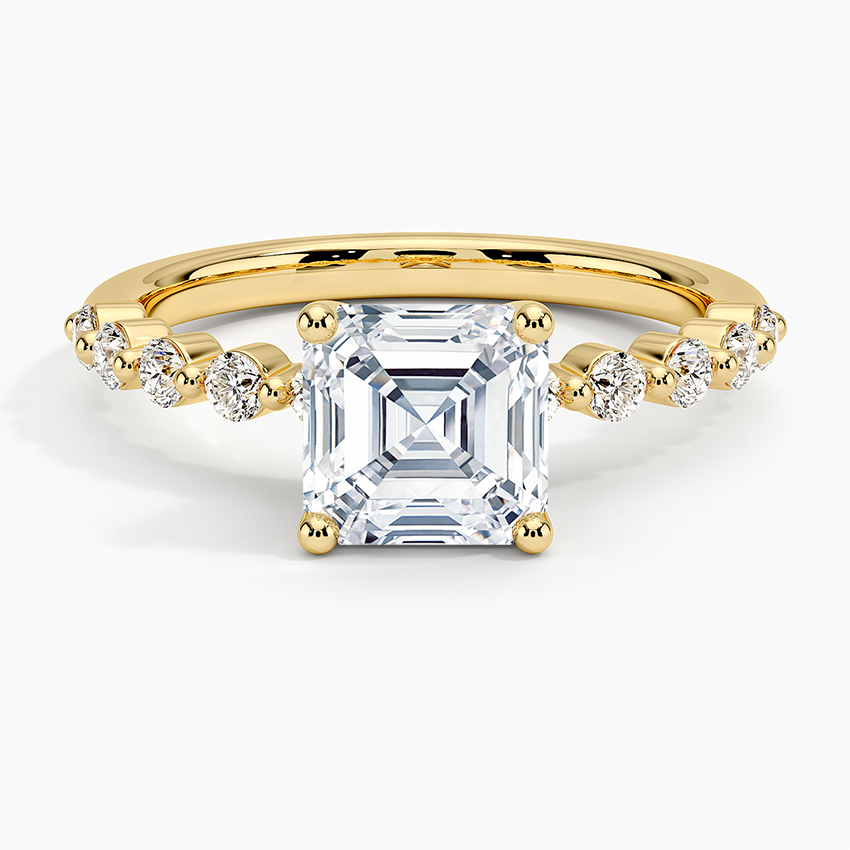 IGI Certified Lab Grown Diamond Engagement Ring Asscher Brilliant Graduated Side Stone Ring - Image 4